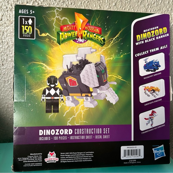 Mighty Morphin Power Rangers Mastodon Dinozord Construction Set Black Ranger NIB - Picture 2 of 9